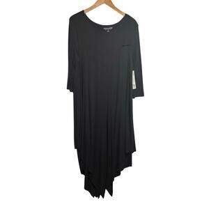 NWT Soft Surroundings Women L Alexandra Black Layered 3/4 Sleeve Dress Classic